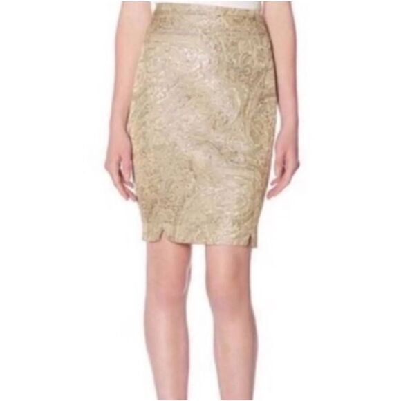 The Limited gold Textured Pencil Skirt NWT Size 4 - Picture 1 of 6